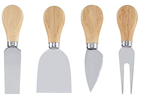 Fdit 4 PCS/Set Couteaux À Fromage En Acier Inoxydable Ensemble Manche En Bois Couteau De De Fromage Slicer Fromage Cutter Set