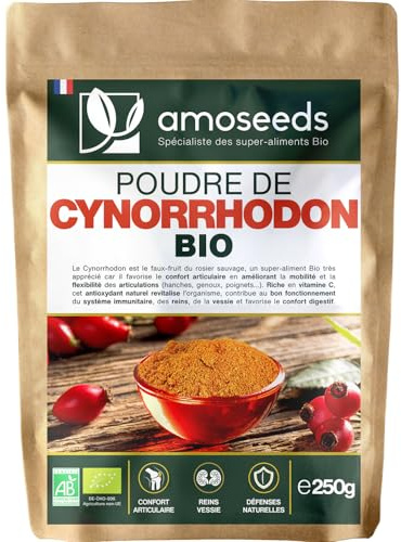 Poudre de Cynorrhodon Bio 250G | Articulations, Mobilité, Antioxydant, Vitamine C, Vitalité | Qualité Supérieure