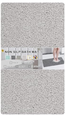 Nonslip Bathtub Mat, Anti Slip Bath Mat 0.6 Extra Thick, Quick Dry Bath Tub Anti Slip Shower Mat, Loofah Non-Slip Bath Mat for Tub Bathroom Pool Kitchen Entryway Home Hotel(Light Gray 16x27)