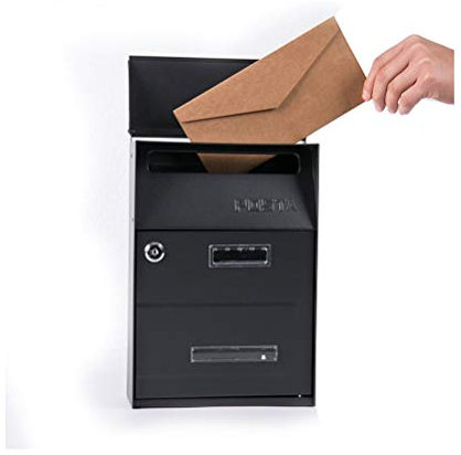 SMSOM Mailboxen mit Schlüsselschloss, Verriegelung Mailbox Wandmontiert, Sicherheitsmailbox mit Schloss und Schlüssel, große Kapazität wasserdicht, Stahlabdeckung Metall Postkasten für Haus