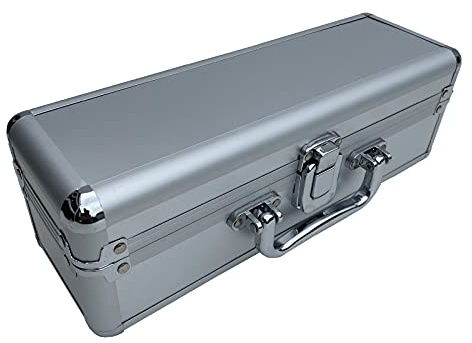 ECI aluminiumväska aluminiumlåda avlång tom instrumentväska flöjtväska (L x B x H) 30 x 10 x 10 cm mätinstrument verktyg, silver, silver, 30 cm, modern eller utilitarian