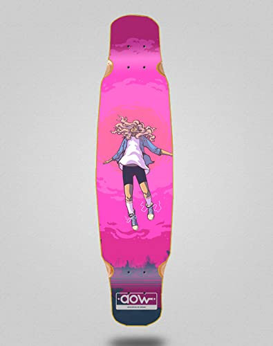 Aow Skate Skateboard Longboard Deck Mix Bamboo 46x9 Floating Pink
