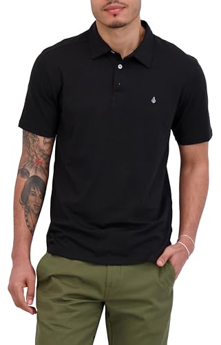 Volcom Men's Short Sleeve Polo Shirt – Performance Soft Cotton Blend, Casual Top, Tinted Black, Medium