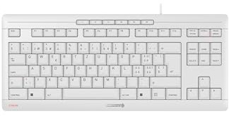 CHERRY Stream Keyboard TKL, Clavier Filaire sans pavé numérique, Disposition Suisse (QWERTZ), Touches silencieuses, Sensation de Frappe Unique, Blanc grisé