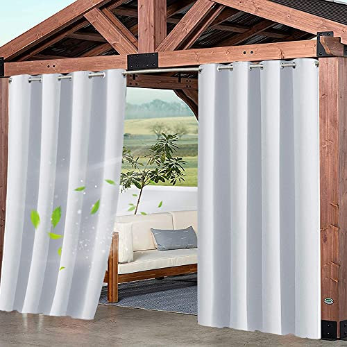 XUIAQZW Outdoor Vorhang Grau Wetterfest 1 Stück - mit Edelstahltülle - Wasserdicht Sichtschutz Sonnenschutz 90x200(BxH) cm für Balkon Terrasse Veranda Pergola Gartenlaube Outdoor Vorhänge Ösenvorhang
