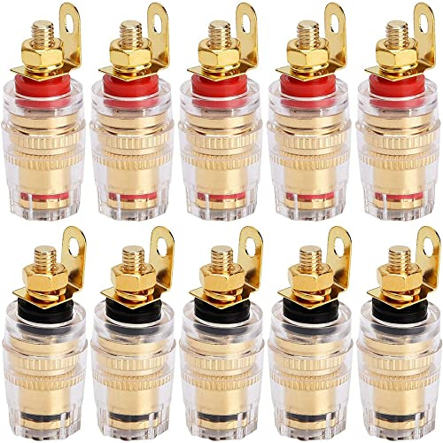 Greluma 10 Stk 4mm Bananenstecker-Anschlussklemme für Verstärker-Lautsprecher-Anschluss-Wandplatte