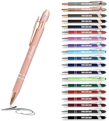 Jolis Papiers Stylo 2 en 1 Personnalisé avec votre Logo, Stylo à bille publicitaire, lot de 12 (18 coloris disponibles)... (12, Rose Gold Édition Cuivre)