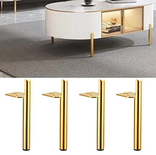 Autuwintor 7 inch Gold Furniture Legs, Set of 4 Heavy Duty Metal feet for Sofa Couch Dresser TV Stand,Cabinet Replacement Leg with Rubber,L-Shaped (7, Gold)