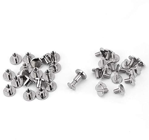 20 Pcs Laiton Fileté Chicago Vis Pour Cuir Rivet A Visser 3Mm 10Mm Écrou À Tête Plate Rivets À Ongles Vis En Cuir Artisanat Réparation Fournitures (8mm)