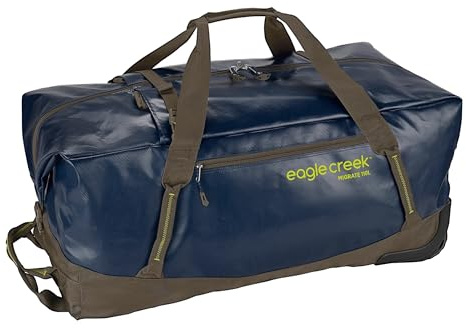 Eagle Creek Migrate Reisetasche mit Rollen 110L I Recyceltes wasserabweisendes Material I Rucksack-Funktion I 110 Liter Volumen I Rush Blue