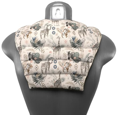 Neck Pillow with Back – Organic Fabric Wild Animals – Cherry Stone Pillow – Neck Pillow – Back Heat Cushion