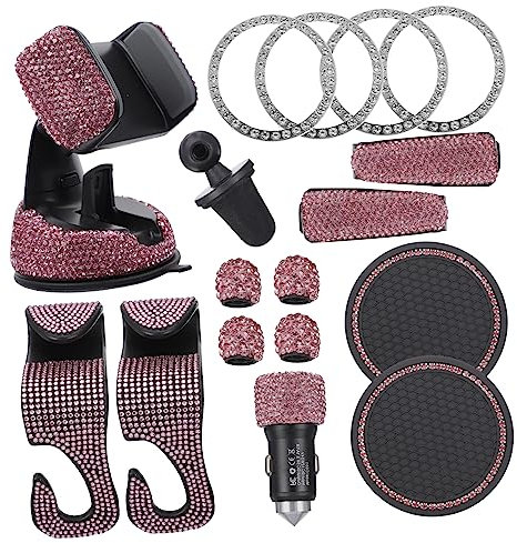 ABOOFAN Accesorios para Coche Anillo para Botón De Encendido Gemas De Imitación Posavasos para Coche y Kit De Soporte para Teléfono Móvil para Uso Diario