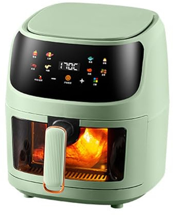 Friteuses À Air Visible Intelligentes 6 L Avec Circulation D'air Rapide, Multicuiseur Numérique 1350 W, Écran Tactile Couleur, Pour Une Cuisine Saine Sans Huile Et Faible En Gras,Green