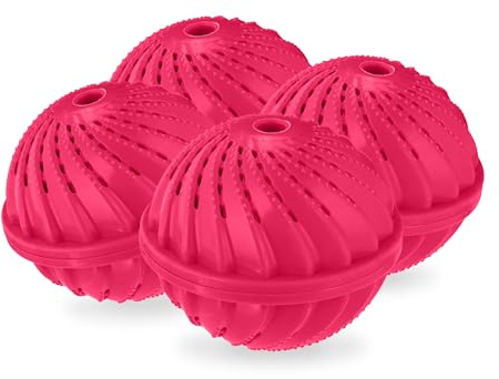 Relaxdays Waschball, 4er Set, Waschkugel für Waschmaschine, ökologisch, hautfreundlich, Waschen ohne Waschmittel, pink | ökologisch, hautfreundlich, Waschen ohne Waschmittel