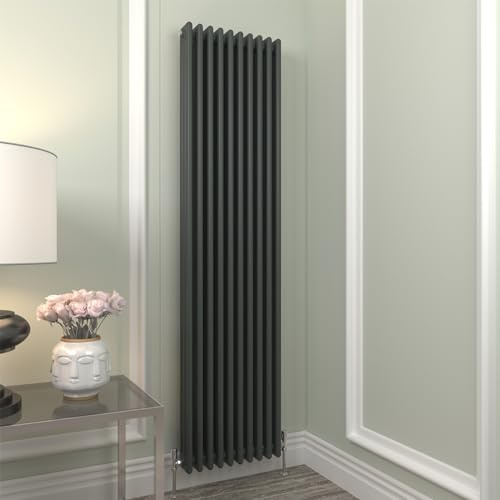 GY Bath Vertical Traditional Radiator Anthracite 3 Column Designer 1800x470mm Modern Cast Iron Style Central Heating Rads