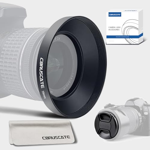 Paraluce universale in metallo da 39 mm, paraluce grandangolare compatibile con tutte le marche di obiettivi della fotocamera da 39 mm (e facile da installare e rimuovere) + 1 copriobiettivo da 39 mm