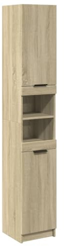 vidaXL badrumsskåp förvaringsskåp – Sonoma Oak, konstruerat trä, 188,5 cm H, 6 fack, lätt att rengöra, vänster eller höger dörrmontering krävs, modern badrumsförvaringslösning