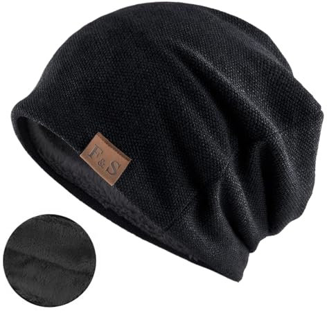 Djfkey Damen Warme Herbst Winter Slouch Beanie Mütze Herren Kopfbedeckung Baumwolle Strickmütze Flexibler Freizeithut Leichte Chemo Wintermütze (DE/NL/SE/PL, Alphanumerisch, Einheitsgröße, Schwarz)