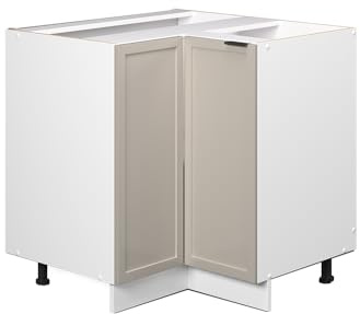 Vicco Eckunterschrank Fame-Line, GrauBeige, 80.5 cm | MDF-Front · Ohne Arbeitsplatte · Höhenverstellbare Füße · Metallgriffe · Soft-Close