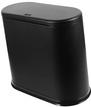 Cabilock Bote De Basura Delgado Rectangular Con Tapa, Plástico Pp, Diseño De Presión, Para Dormitorio y Baño, Cubo De Basura Práctico Hogar
