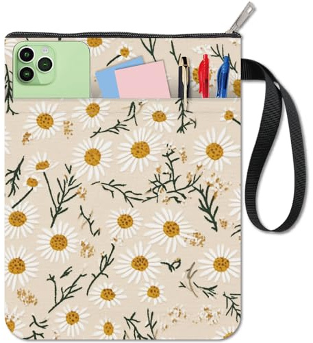 CRASPIRE Daisy Book Covers Flower Book Protector Chrysanthemum Book Sleeve per Libri Tascabili Copertina per Libri in Tessuto Lavabile con Cerniera e Tasca Extra per Gli Amanti dei Libri Regali