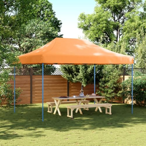 Gecheer Tente de Réception Pliable Escamotable Orange 410x279x315 cm Tonnelle de Jardin, Gazebo Pavillon Extérieur Belvédère pour Camping, Festival, Fête, Marriage, BBQ, Terrasse, Plage