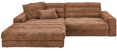 KAWOLA Ecksofa Lana Cord Rost Recamiere Links, Big Sofa L-Form, Wohnlandschaft Komfort, Couch XXL Modern