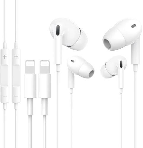 Wetsky 2 Pack Écouteurs pour iPhone [certifiés M-FI] Écouteurs Internes avec Microphone et Contrôle du Volume, Compatible avec 14 Plus Pro Max/13/13 Pro Max/12/12 Pro/11/SE/XR/X/XS Max/8/7