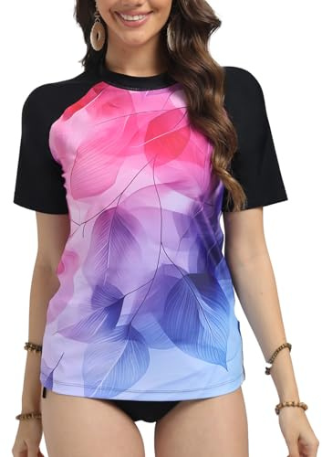 SURFEASY UV Shirt Damen Kurzarm UPF 50+ Schwimmshirt Schnelltrocknen Rundhals Badeshirt S-XXXL