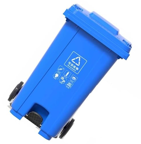 UCKYSU 100/120/240L Poubelle Cuisine Pédale D'extérieur Poubelle Commerciale Mains Libres Avec Roues Couvercle(Blue,120L)