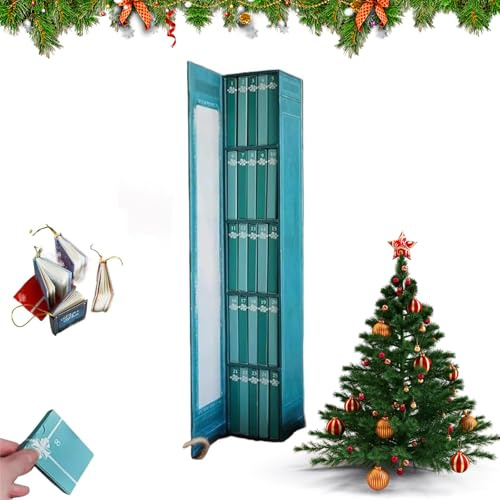 Calendario de Adviento Mini Libro 2025, Cuenta Regresiva de Navidad con 24 Libros para Amantes de la Lectura, Decoración Navideña Miniatura de Biblioteca para Hogar/Oficina