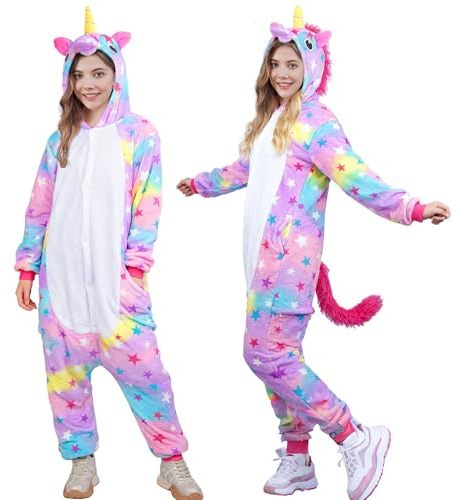 Kitimi Disfraz de Pijama Unicornio para Adultos, Mono de una pieza, Pijama Onesie de Animal Unicornio, Ropa de Dormir de Peluche, Kigurumi Traje para Muje Hombre Cosplay, Carnaval, Halloween