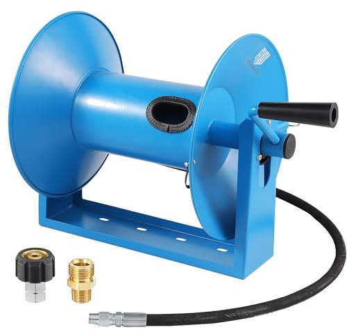 RIDGE WASHER Pressure Washer Hose Reel 180FT, Mounted Heavy Duty High Power Washer Hose Reel, 4000 PSI Manual Crank Hoses Reel, 3/8'' Whip Hose