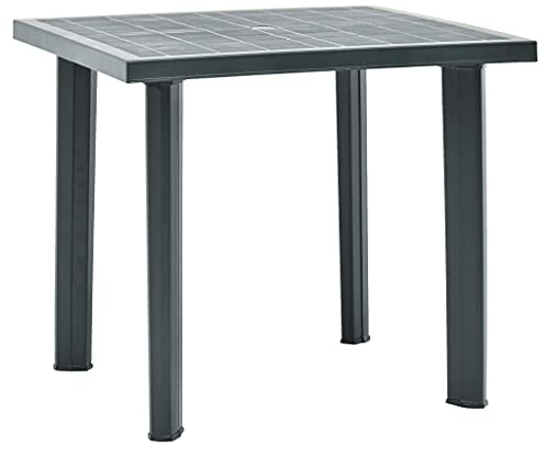 HaoChrymec Gartentisch aus Kunststoff, Witterungsbeständig, Mit Schirmloch, Beistelltisch Outdoor, Loungetisch Garten, Balkon Tisch, Grün, 80x75x72 cm