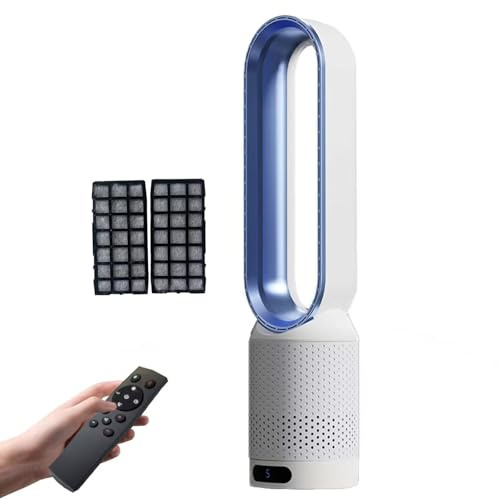 LSQXSS Ventilador de torre de 1200 W, con función de frío y calor, purificador sin aspas con almohadillas de filtrado adicionales, oscilación automática, viento ajustable, temporizador de 2 horas