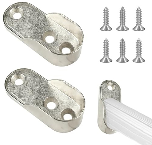 YUVKIN 2 supports de tringle, montage stable, support tringle, barre de penderie dressing, penderie ovale, alliage de zinc nickelé, pour tringles vêtement dressing, armoire, salle de bain et balcon