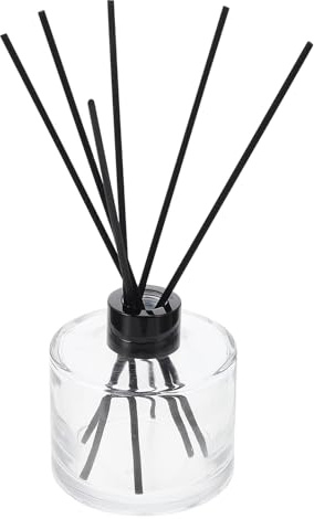 Alipis Frasco de Vidrio para Aromaterapia con Tapa Negra y Varillas de Ratán Difusor de Aceite Esencial Recargable para Ambientador y Decoración Hogar Spa y Eventos