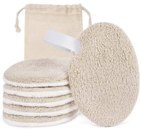 LOPHE Återanvändbara sminkborttagningspads, 6-pack ultramjuk korallfleece ansiktsrengöringsdynor med hängande ögla och resväska, skonsamt tvättbart, allergivänligt ansiktsskydd för alla hudtyper