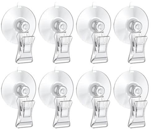 Riisoyu 8 Stück Aquarium Saugnapf Clips, Aquarium Saugnäpfe mit Clips Transparente PVC Aquarium Saugnapf Halter Unterwasser Fischfütterer Luftpumpenzubehör für Aquarien Fischtank Zuhause Fenster Glas