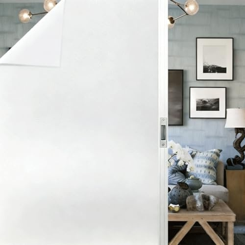 Pellicola per Finestre 20 x 280 cm Senza Colla Statica e con Controllo Privacy Termico Pellicola Smerigliata per Finestre Vetri per Ufficio, Sala di Riunione, Cafe, bianco opaco