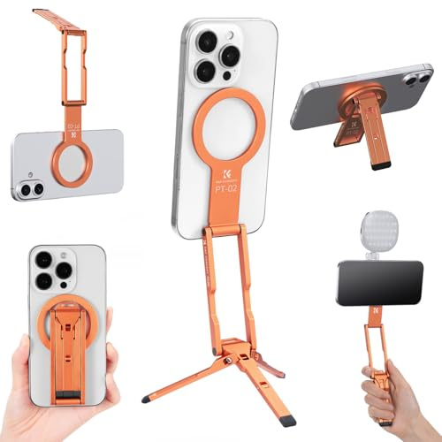 K&F CONCEPT Mini Trípode Magnético Ultrafino 7mm para iPhone Naranja