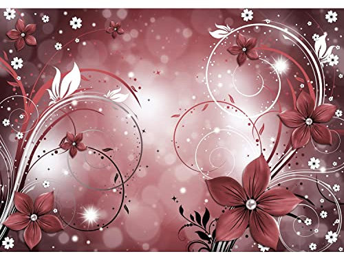 Runa Art Fototapete Blumen Abstrakt 352 x 250 cm Vlies Tapeten XXL Moderne Wandtapete Wohnzimmer Schlafzimmer Rot 9205011c