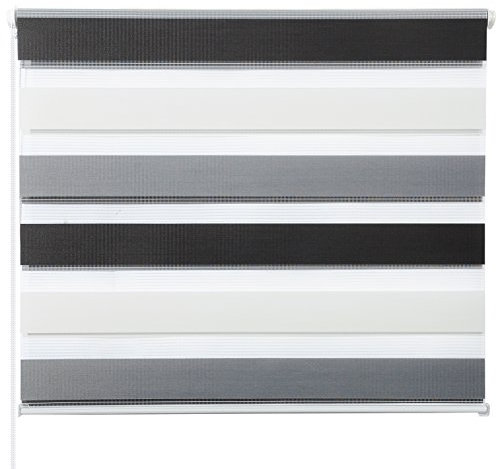 Laneetal Doppelrollo ohne Bohren Klemmfix, Duo Rollo Seitenzugrollo mit Klämmträgern, Sicht und Sonnenschutz für Fenster Tür Wand, lichtdurchlässig u. Verdunkelnd (Weiß+Grau+Anthrazit, 90 x 150 cm)