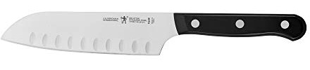 HENCKELS Solution Razor-Sharp Hollow Edge Santoku Knife 5.5 inch, German Engineered Informed by 100+ Years of Mastery, Black/Stainless Steel