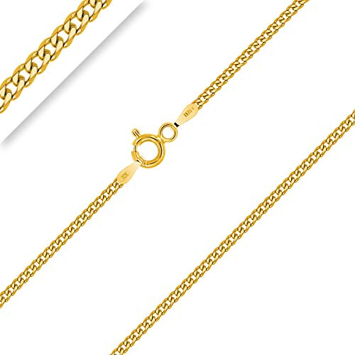 PLANETYS - Flache Panzerkette Diamantiert 925 Sterling Silber 18K Vergoldet Kette - Halskette - 1.5 mm Breite Längen 45 cm