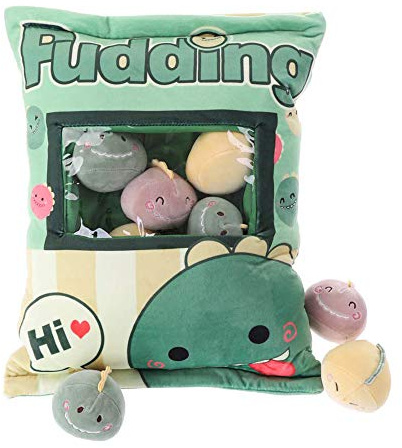 Naixin Cute Snack Pillow Stuffed Animal Toys Pudding Decorative Removable Kitty Cat Dolls Creative Toy Gifts for Teens Girls Kids