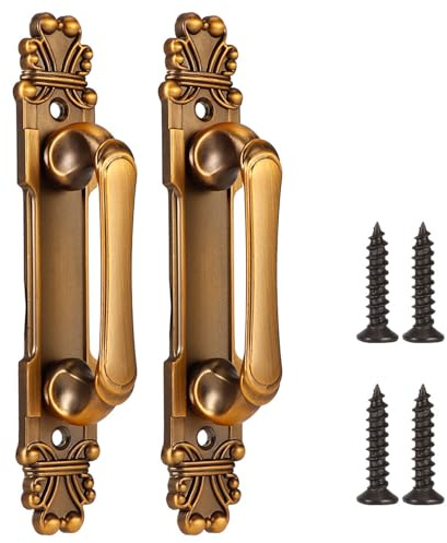 Ymiko 2 Stück/Set Türklinke Gold Vintage, Türgriff Antik im Europäischen Stil, Antiker Türgriff, Schrankbeschläge Antik Messing für Schrankbeschläge Schubladenschrank Zubehör