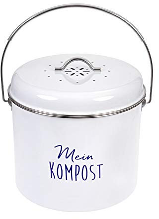 GRÄWE Komposteimer groß, Metall weiß, 6 Liter