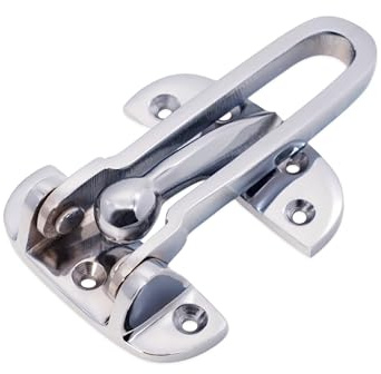 Infinity Decor Solid Brass Heavy Duty Strong Door Lock Guard with Swing Bar, Polished Chrome Door Chain Latch for Security and Safety Purpose