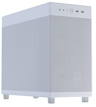 ASUS Prime AP303 Mesh Panel ATX PC-Gehäuse | Weiß | 44l, unterstützt 360mm-Kühler, Grafikkarten bis 360mm, 20Gbps USB-C, Metall-Quasi-Filter Mesh Paneele, Grafikkarten Bracket